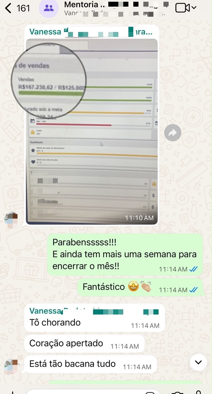 Print do meio do mês mostrando Vanessa a caminho da meta